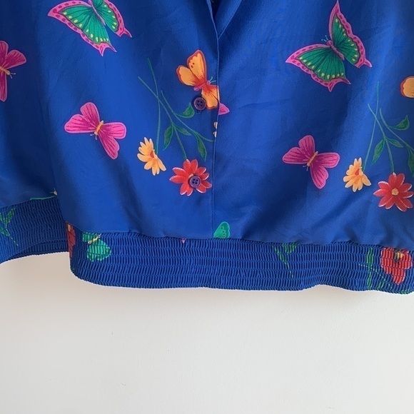 ALFRED DUNNER | Vintage Floral Blue Short Sleeve Blouse and Skirt Set - Picture 4 of 8
